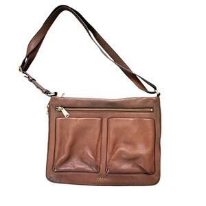FOSSIL Piper Brown Leather Convertible Shoulder‎ Crossbody Expandable ZB6738